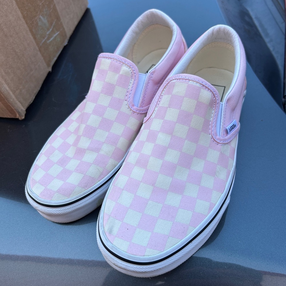 Vans Classic Slip-On Pink Checkerboard Sneakers Mens 7.5 Womens 9